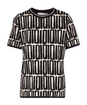 S Max Mara Ramo Top Black & Cream Print