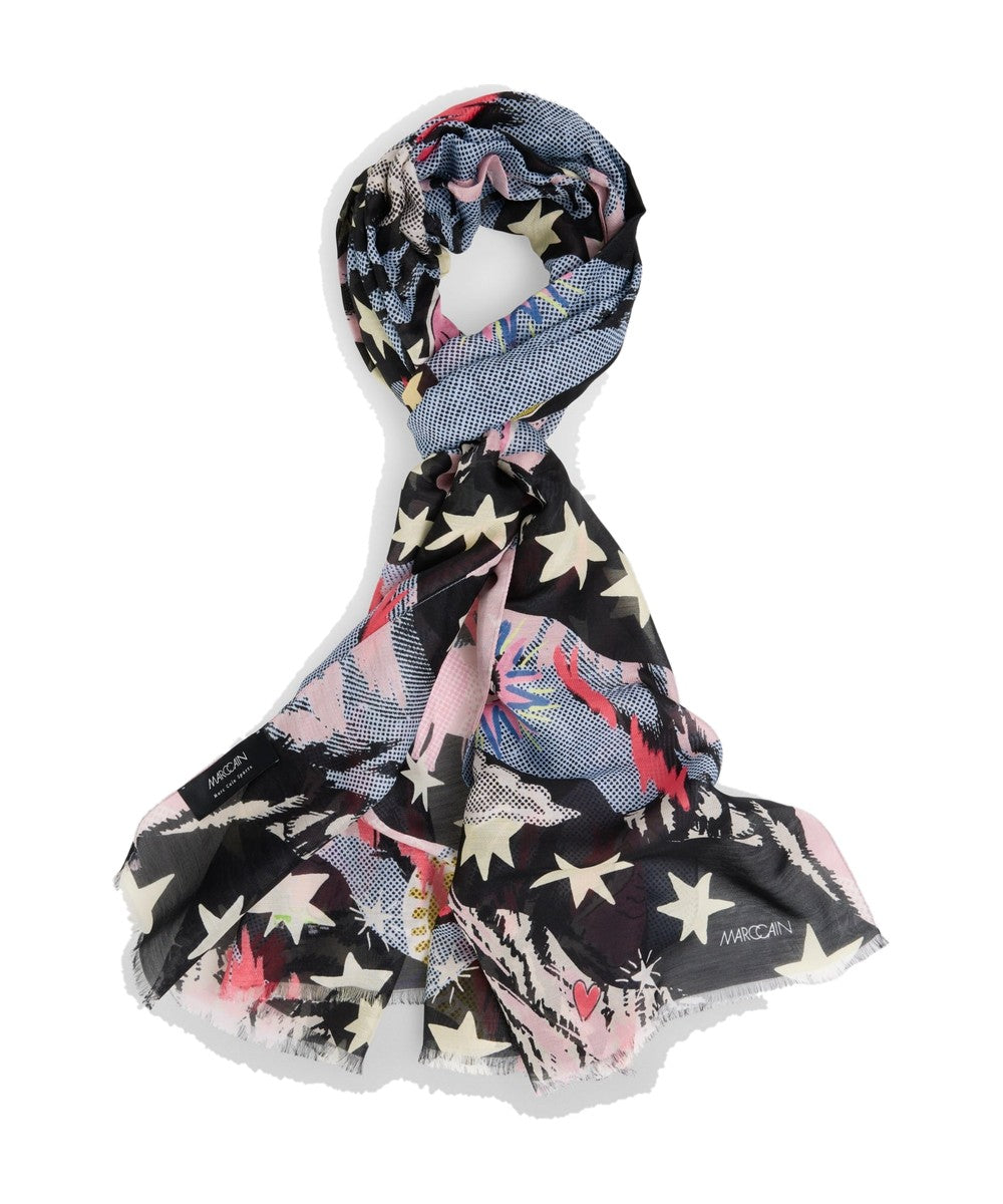 Marc Cain Printed Cotton and Silk Scarf
