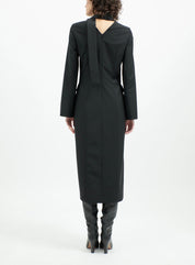 Ra dress with wrapped stand-up collar