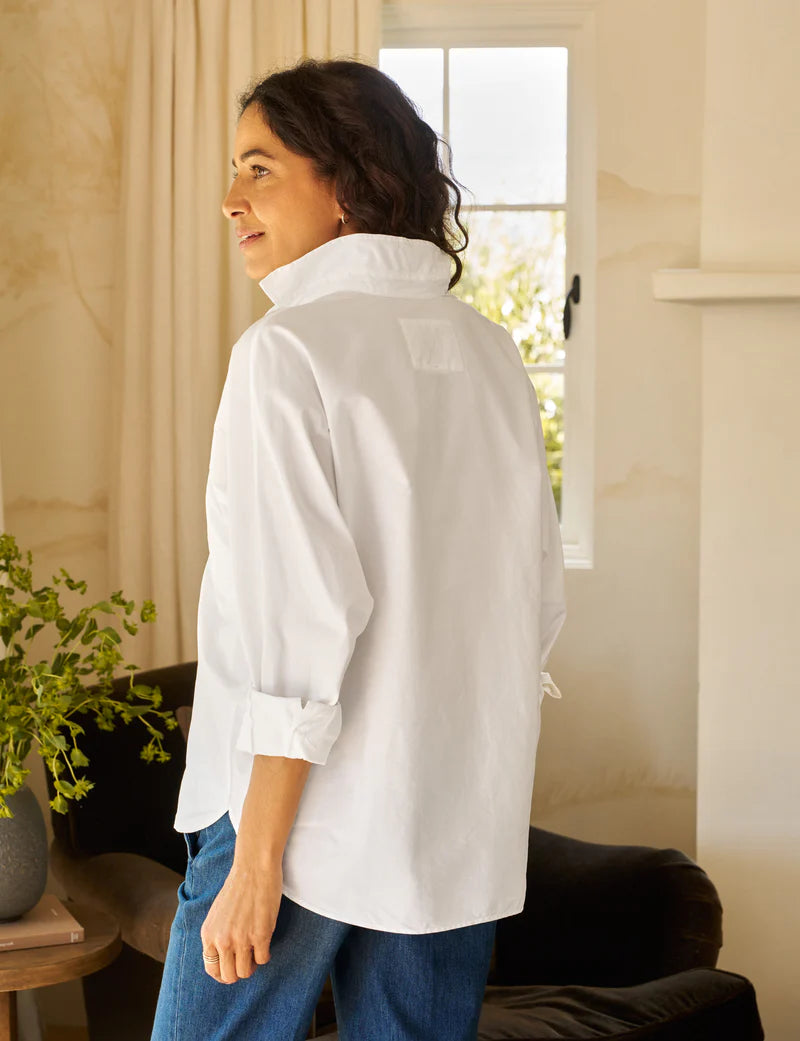 Oona Continuous Sleeve Button-Up Shirt White