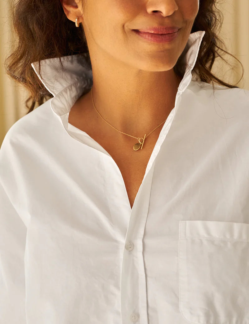 Oona Continuous Sleeve Button-Up Shirt White