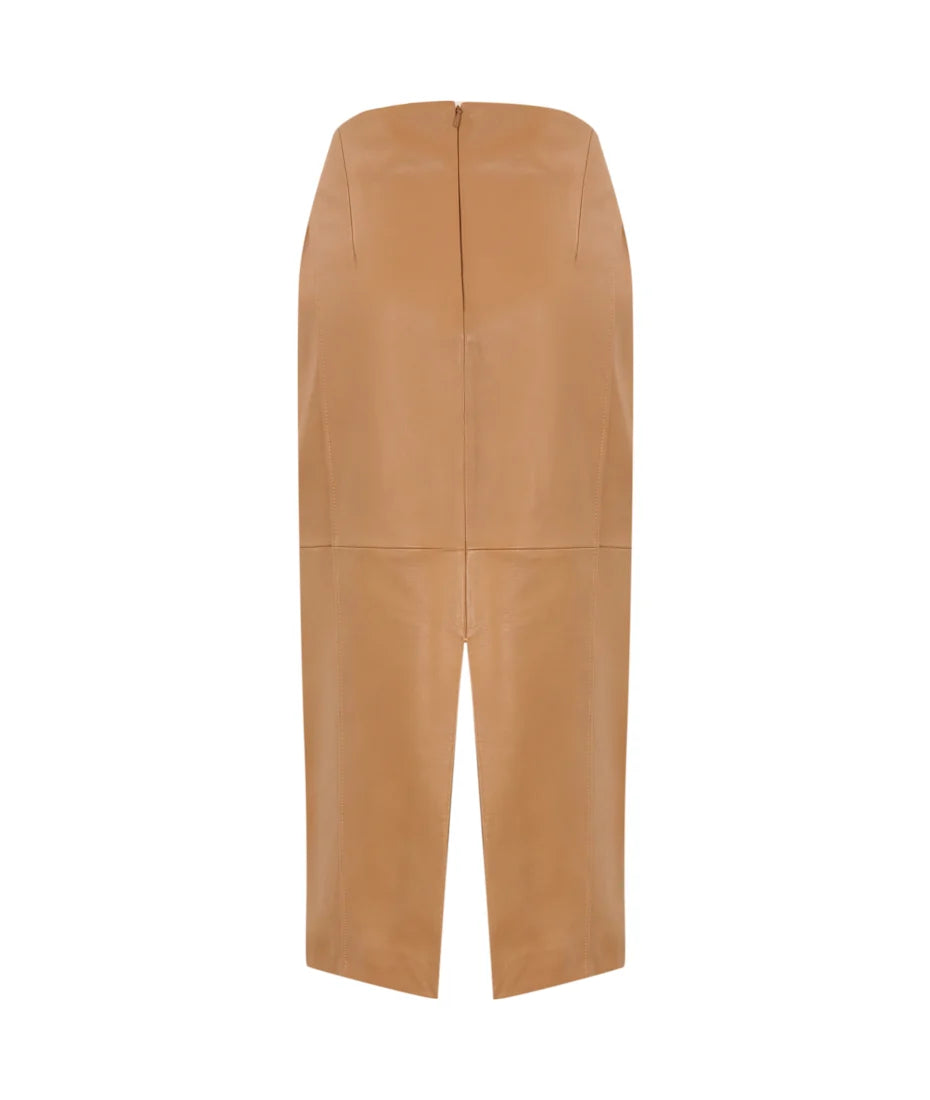 Camel Leather Skirt