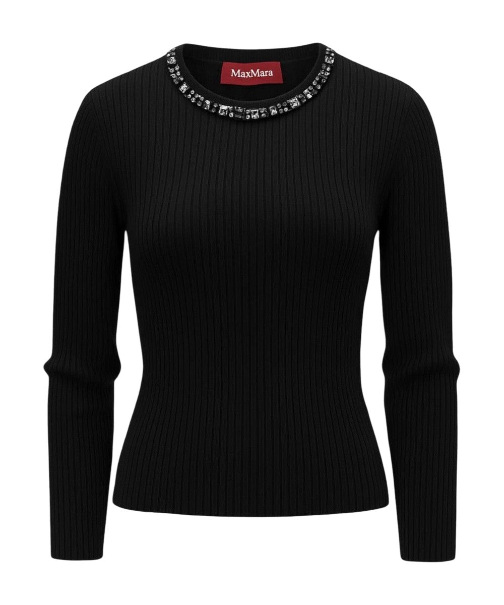 Studio Max Mara Catone Ribbed Wool Sweater Black