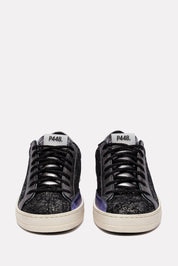 John Etna Distressed Metallic Leather Lace-Up Sneakers