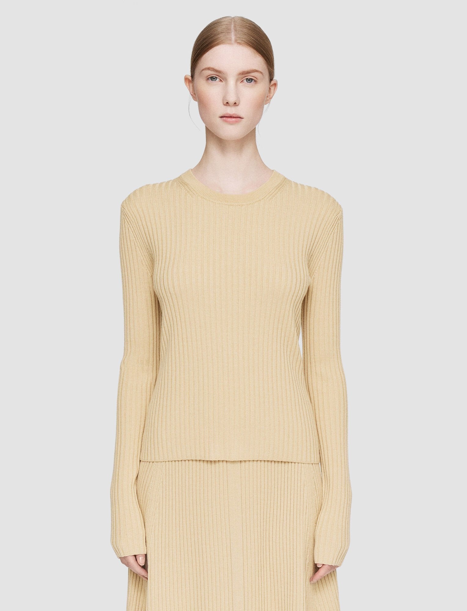 Merino Silk Rib Round Neck Jumper