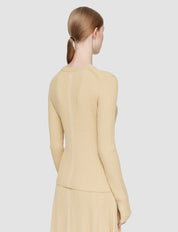 Merino Silk Rib Round Neck Jumper