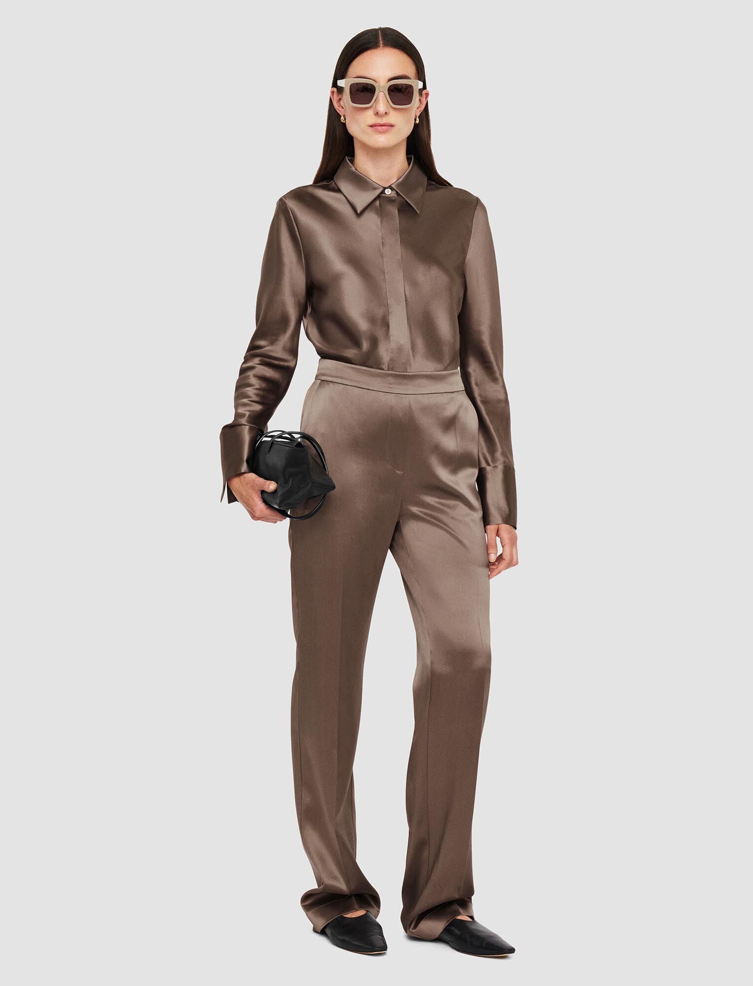 Tova Silk Satin Trousers Escargot