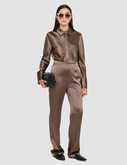 Tova Silk Satin Trousers Escargot