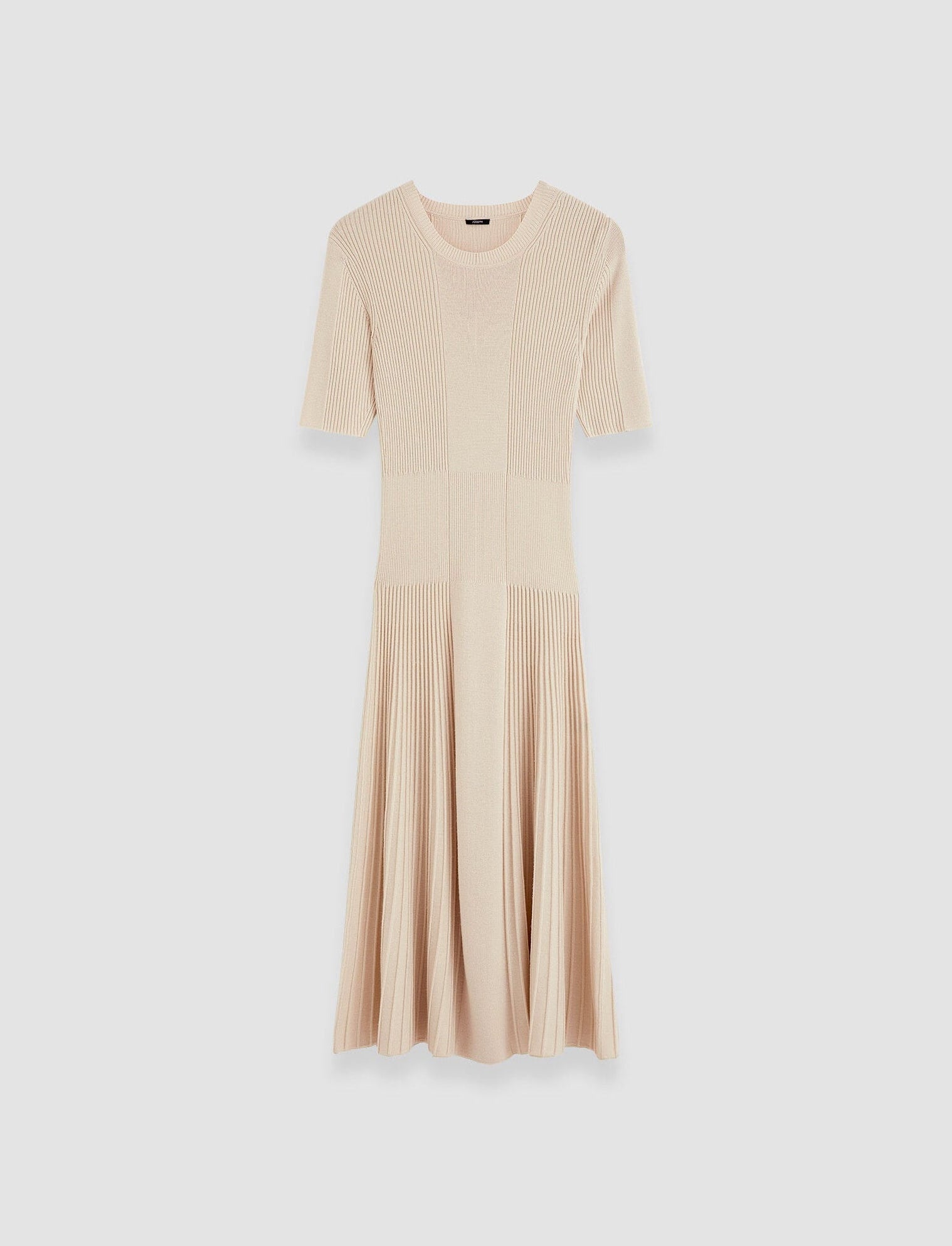 JOSEPH Fine Merino Rib Dress Beige