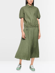 Softly Pleated Olivine Skirt