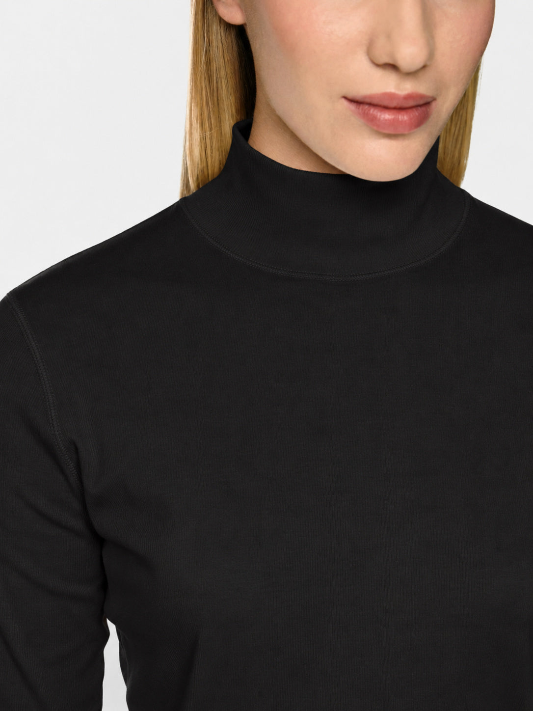 Short T-shirt with Mock Turtle
