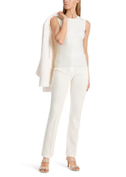 Round Neck Sleeveless Knit Top White