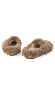 Fluffy Slip On Slippers Beige