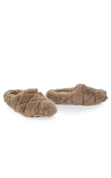 Fluffy Slip On Slippers Beige
