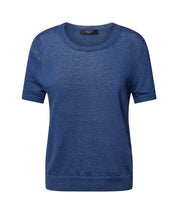 Pancone Linen Knit Top Ocean Blue