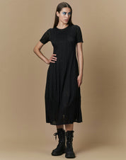 Mesmerize Fit and flare dress in black tech lace