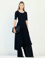 On Top Midnight Blue Midi Dress with Draping