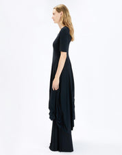 On Top Midnight Blue Midi Dress with Draping