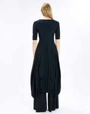 On Top Midnight Blue Midi Dress with Draping