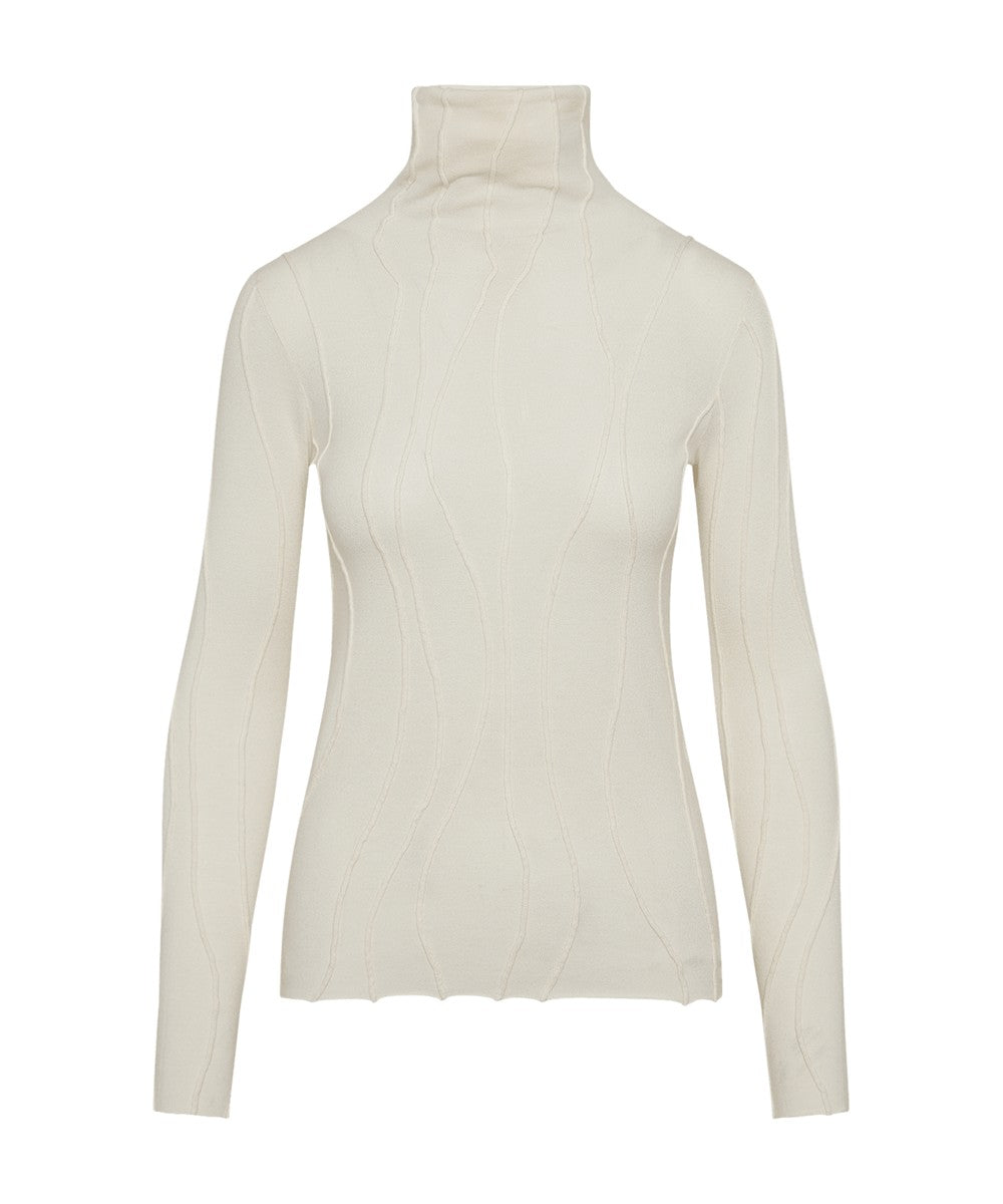 High Everyday Couture Arrogant Ivory Rollneck Sweater with Raised and Curved Seams