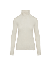 Ivory Rollneck sweater with raised and curved seams