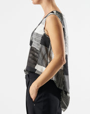 Cue Sleeveless tank in "Marker" print tech satin