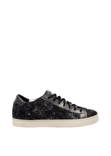 John Etna Distressed Metallic Leather Lace-Up Sneakers
