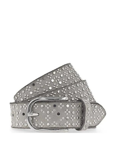 Tini Light Grey Belt with silver rivets