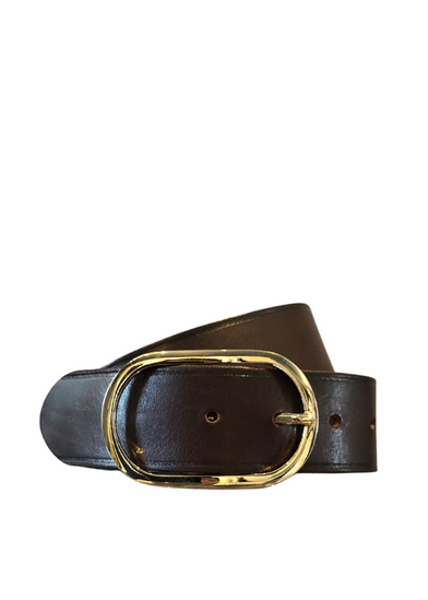 Lorena Dark Brown Belt with gold buckle