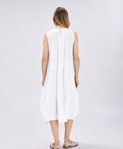 Shape Up White Ramie Balloon Midi Dress