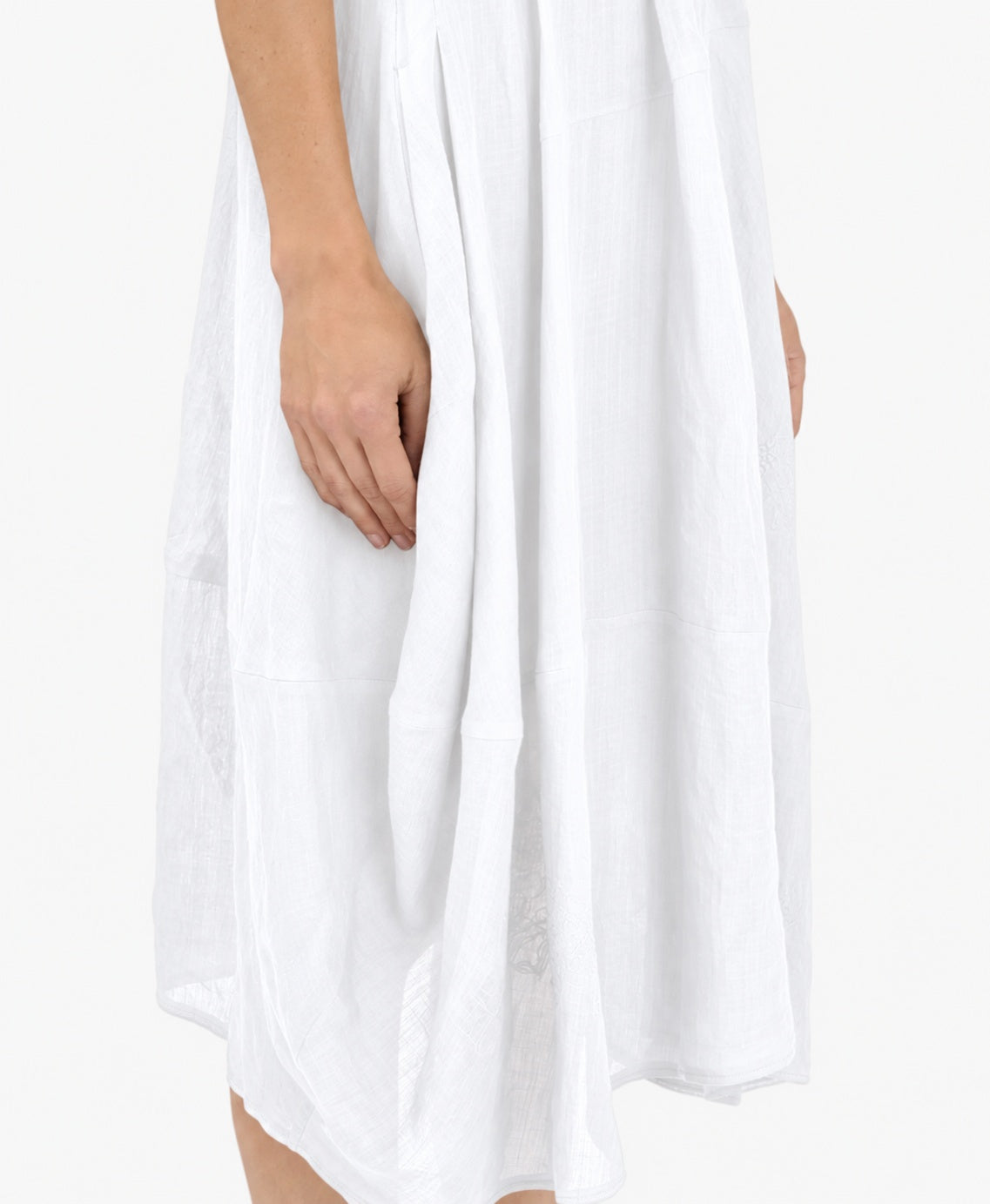 Shape Up White Ramie Balloon Midi Dress