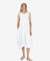 Shape Up White Ramie Balloon Midi Dress