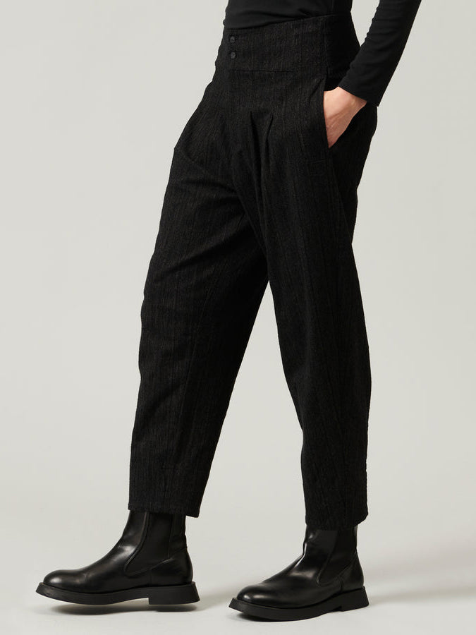 Cotton Stripe Black Pant