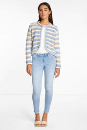 Two Toned Striped Cardigan Blue