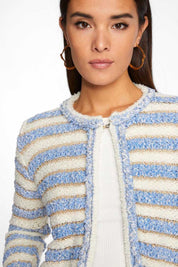 Two Toned Striped Cardigan Blue