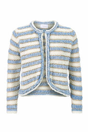 Two Toned Striped Cardigan Blue