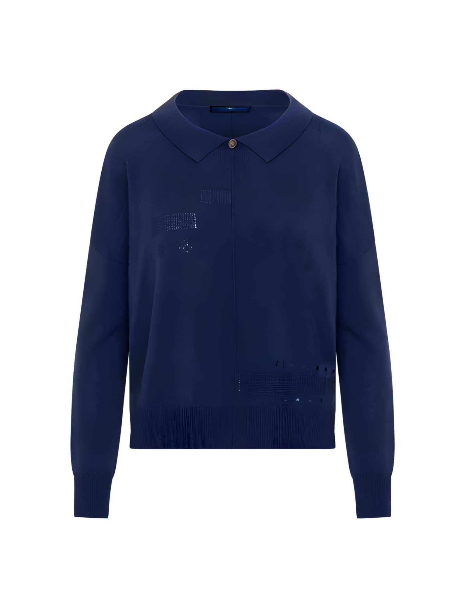 Bluff Navy Polo style sweater in with asymmetric stitch details