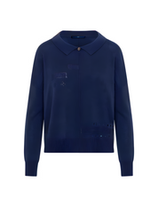 Bluff Navy Polo style sweater in with asymmetric stitch details