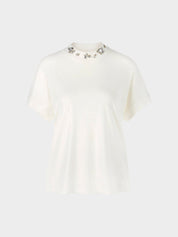 T-shirt with beaded collar