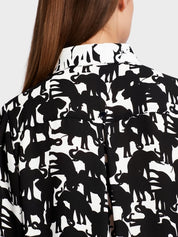 Shirt Blouse Style Dress in Elephant Print