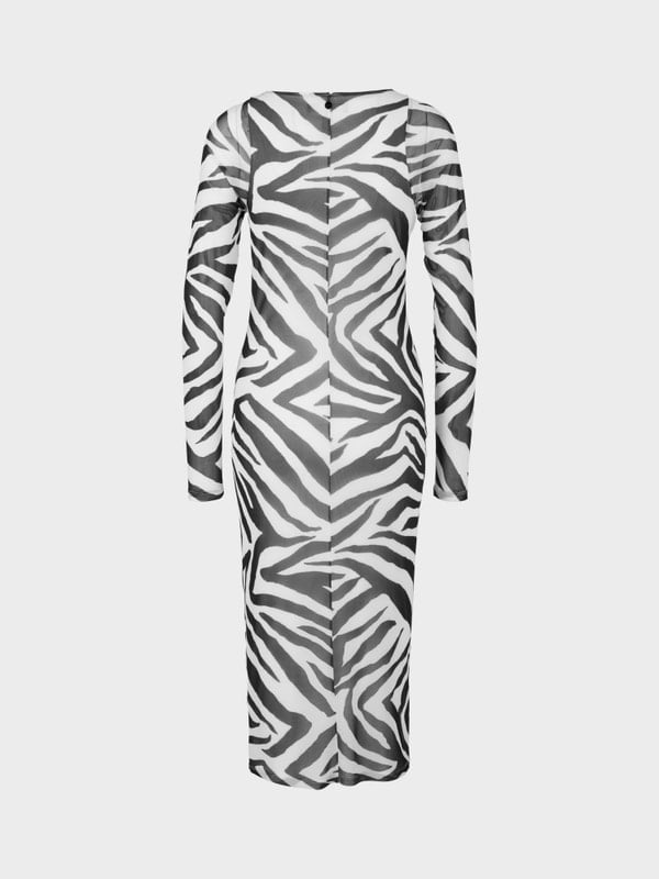 Zebra print midi length round neckline extra long sleeves