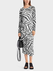 Zebra print midi length round neckline extra long sleeves