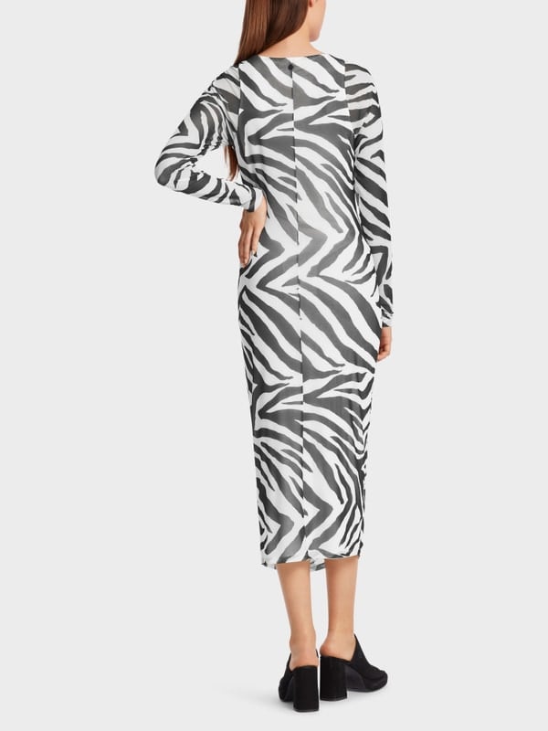 Zebra print midi length round neckline extra long sleeves