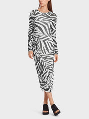 Zebra print midi length round neckline extra long sleeves