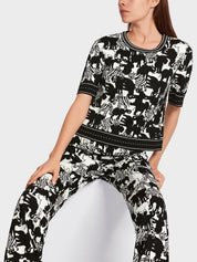 Zebra & elephant design sweater mid-length sleeves