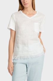 Off White TShirt with Fringe