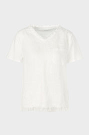 Off White TShirt with Fringe