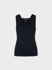 Cotton knitted top with wide straps in black