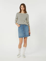 Erasmo Ivory Striped Cotton Tee