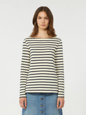 Erasmo Ivory Striped Cotton Tee